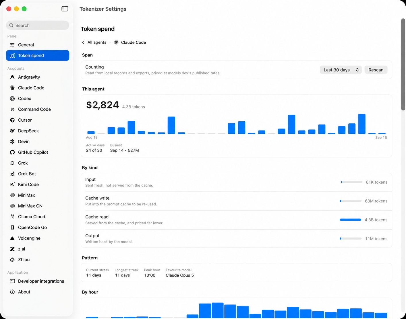 Tokenizer Account Details and Quota Breakdown